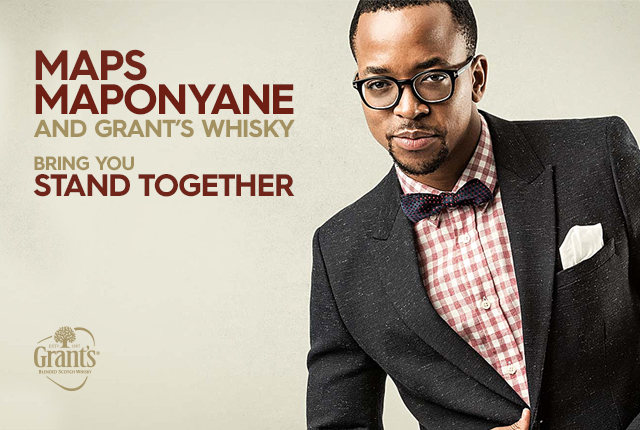 Maps Maponyane and Grant E2 80 99s whisky stand together